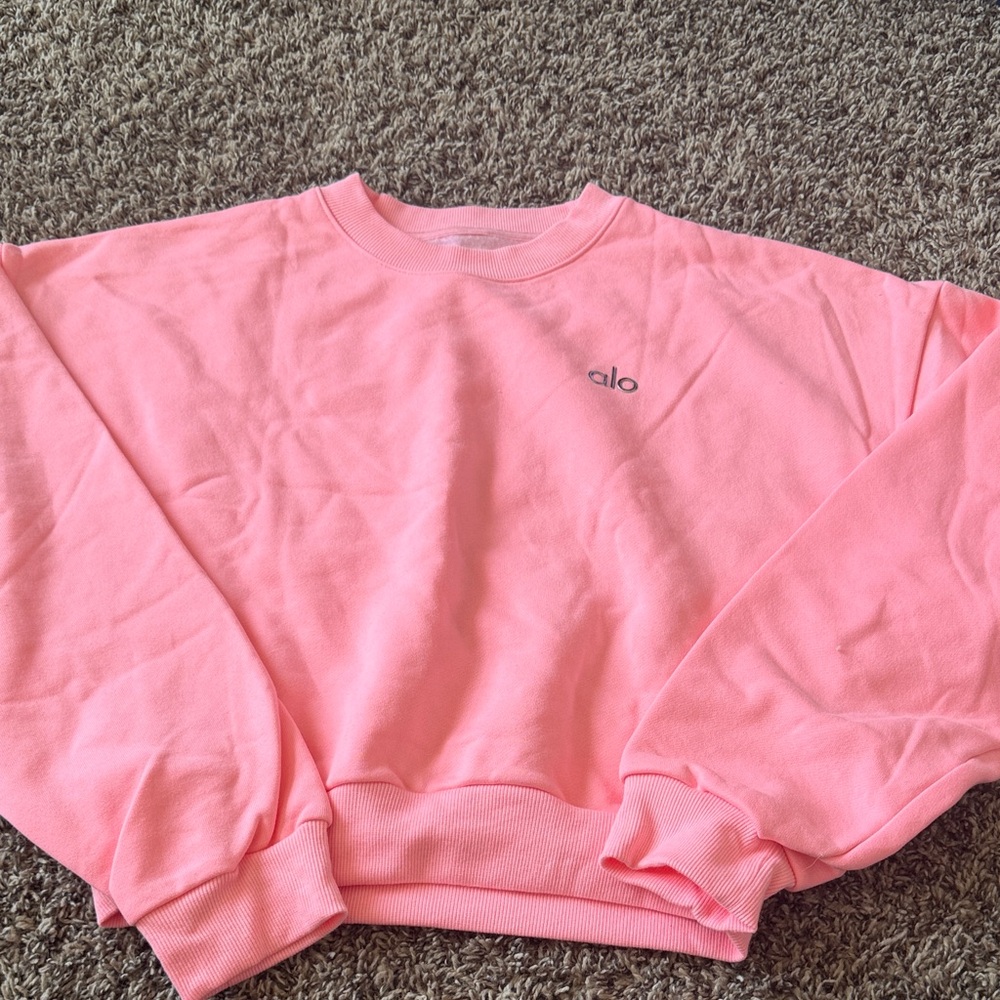 ALO Yoga Pink Cropped Acolade Sweatshirt